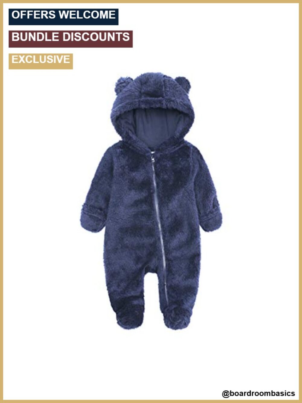 Baby Fleece Hooded Bear Romper Warm Footed Jumpsuit Fall Winter
